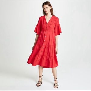 Xirena Kendall Dress cotton gauze red